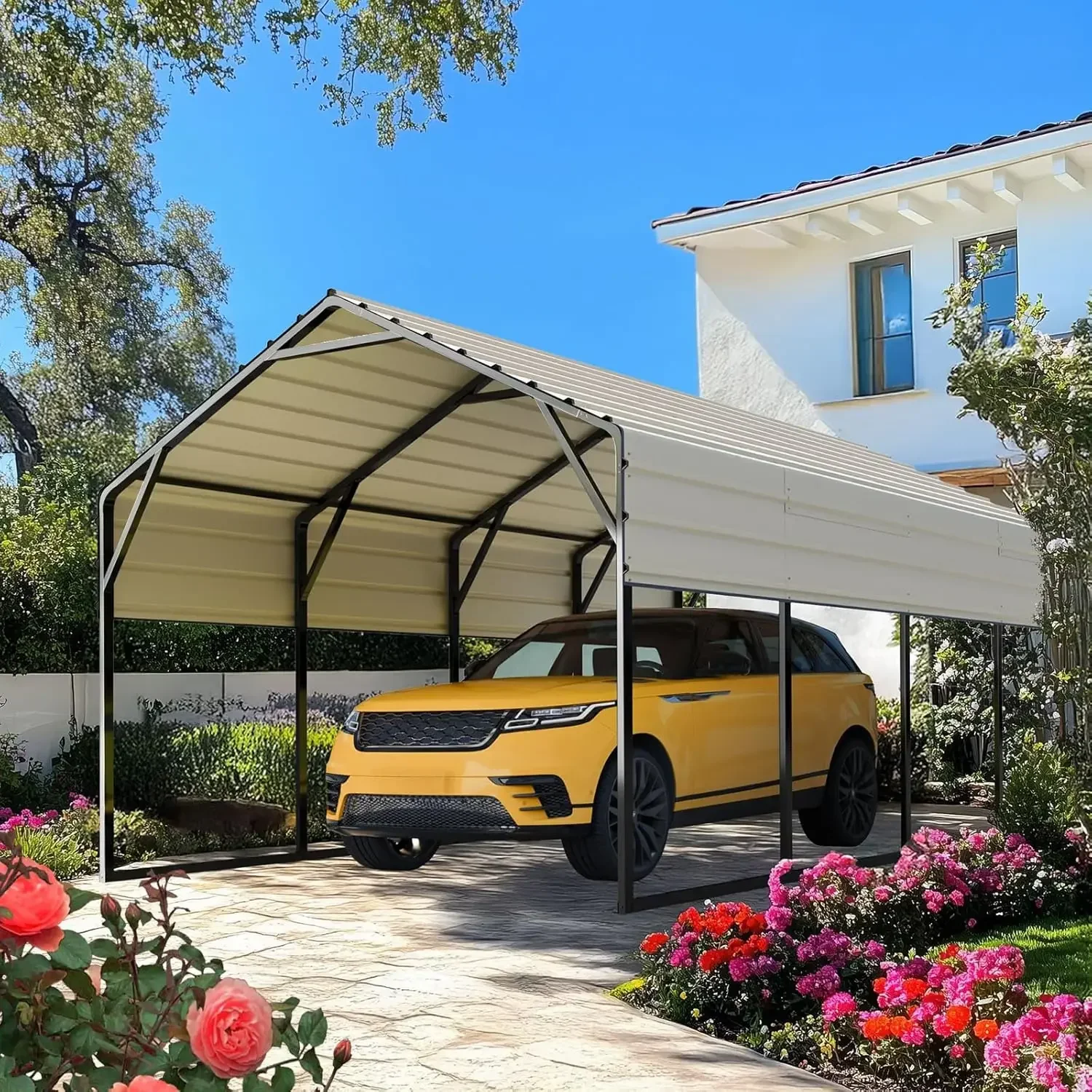 

10x20 ft Heavy Duty Metal Carport Snowproof Windproof Steel Vehicle Shelter, Customized