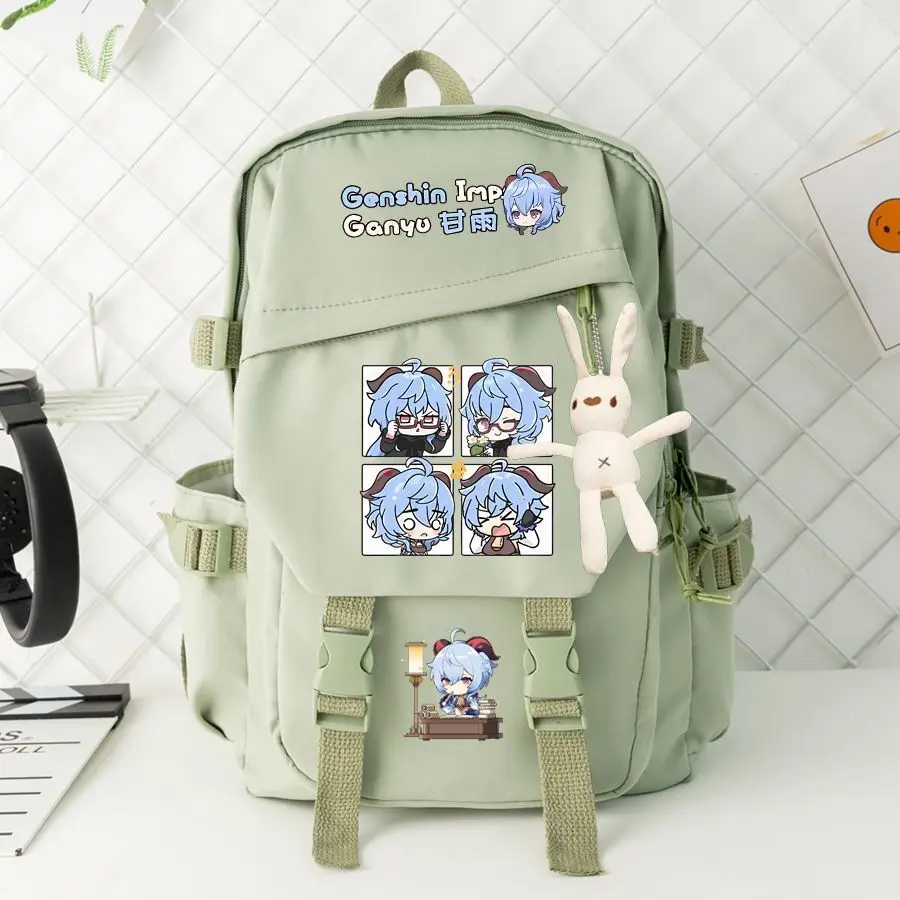 Genshin Impact Collaboration Wan Ye Gan Yu Anime Double Shoulder Bag For Third To Sixth Grade Students Large Capacity Backpack A