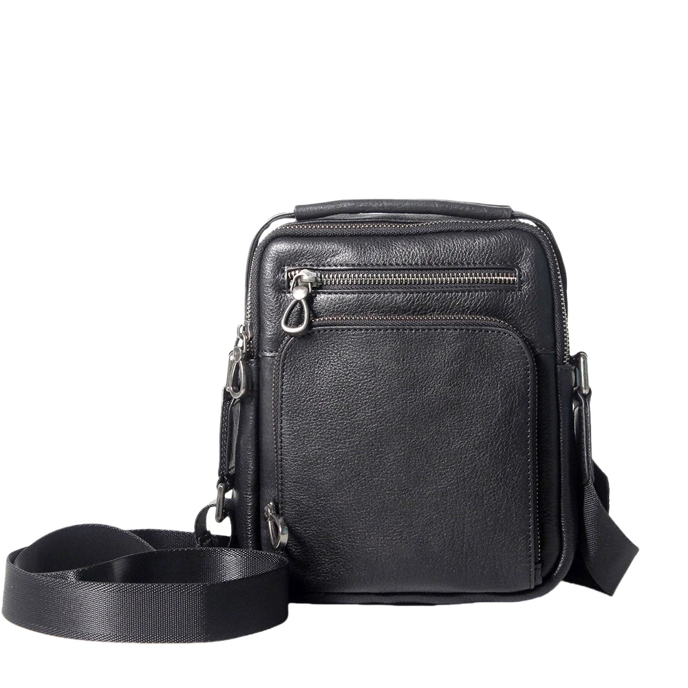 Men's Mini Handbag Casual Shoulder Bags Genuine Leather Trendy Side Bag  Real Cowhide Leather Crossbody Messenger Bags Sling Bag