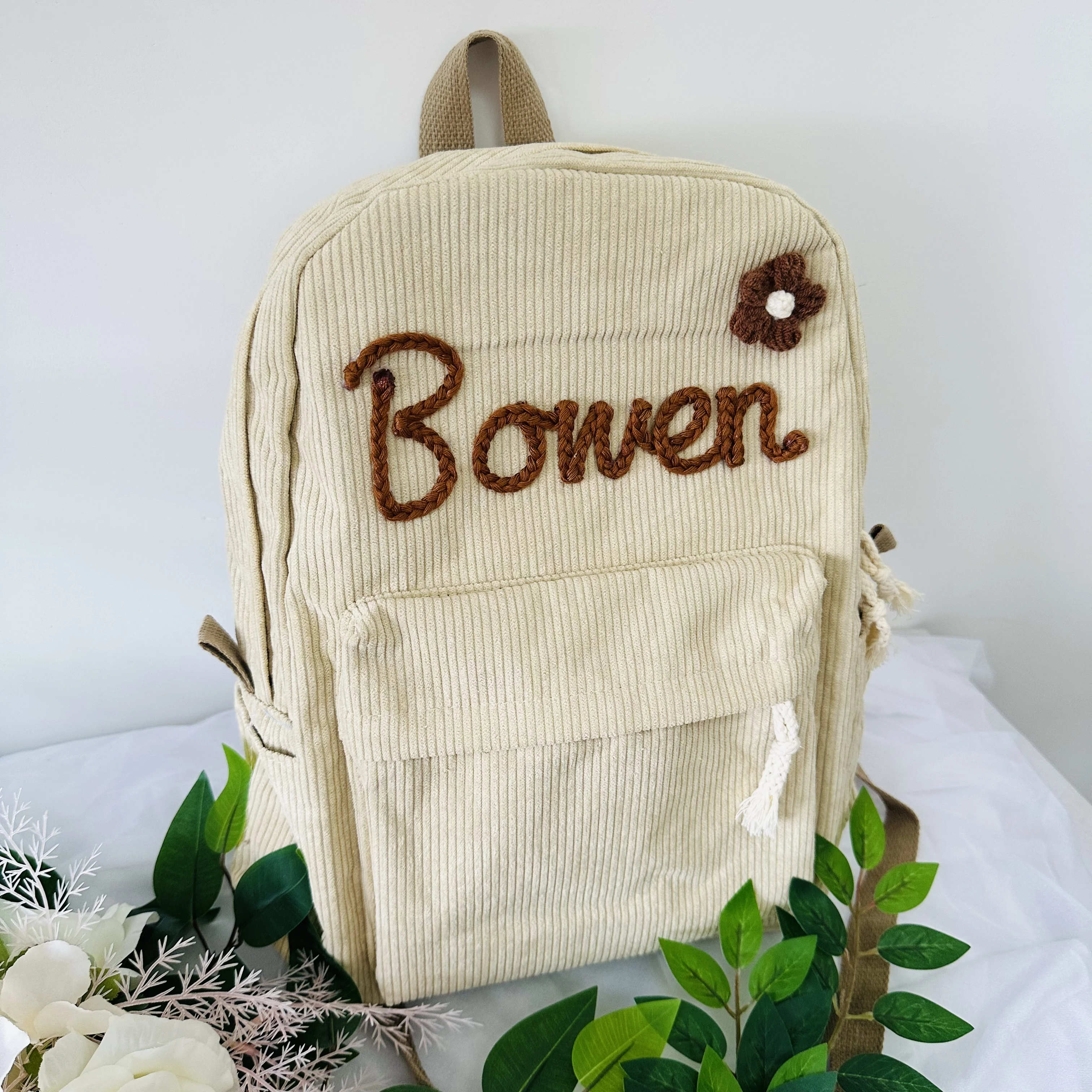 Mochila de pana bordada, personaliza tu estilo con esta mochila escolar personalizada