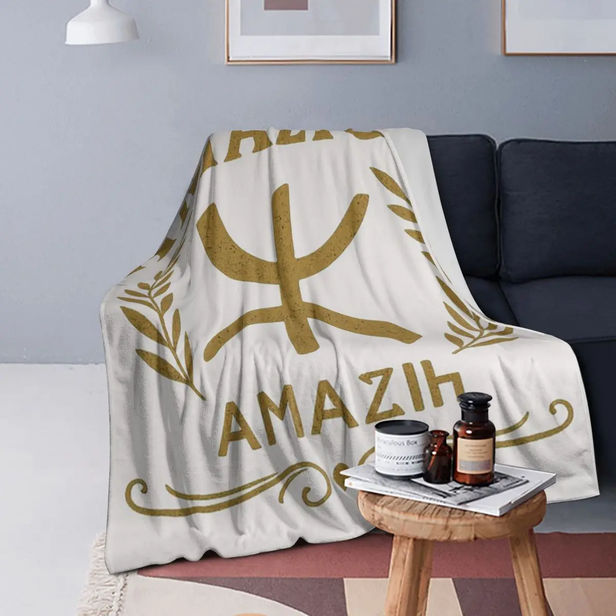 

YAZ Amazigh Symbol Tamazight People Blanket Soft Warm Flannel Throw Blanket Bedding for Bed Living room Picnic Travel Home Sofa