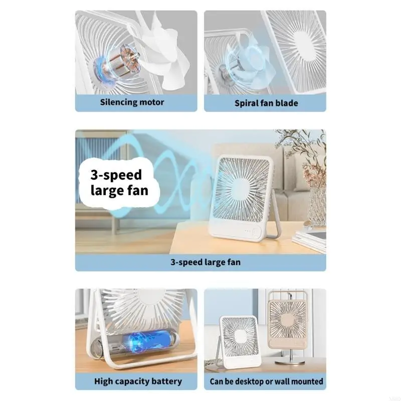 

Вентилятор стола с зарядкой USB и 3 -скоростной вариант офисного охлаждения решения ABS Texture для тихого и эффективного N58D