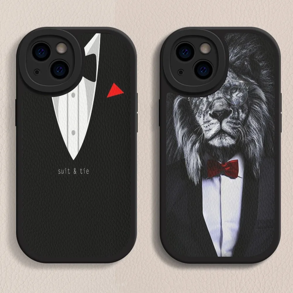 Man Suit Shirt Tie Phone Case Hard Leather For iPhone 14 13 12 Mini 11 14 Pro Max Xs X Xr 7 8 Plus Fundas