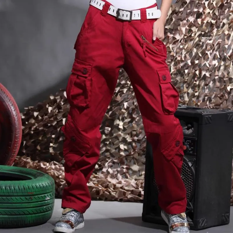 Women Cargo Pants Pocket Cotton Hip Hop Leisure Trousers Loose Baggy Wide Leg Joggers Plus Size XXL B