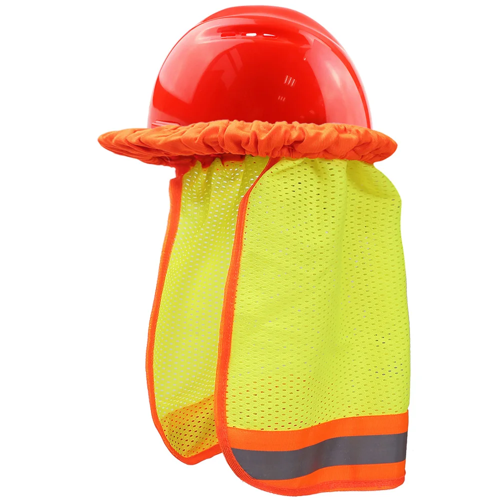 AYKRM Safety Hard Hat Helmet Neck Cover Sun Protector Reflective Stripe Neon High Visibility Elastic Breathable Mesh Shield