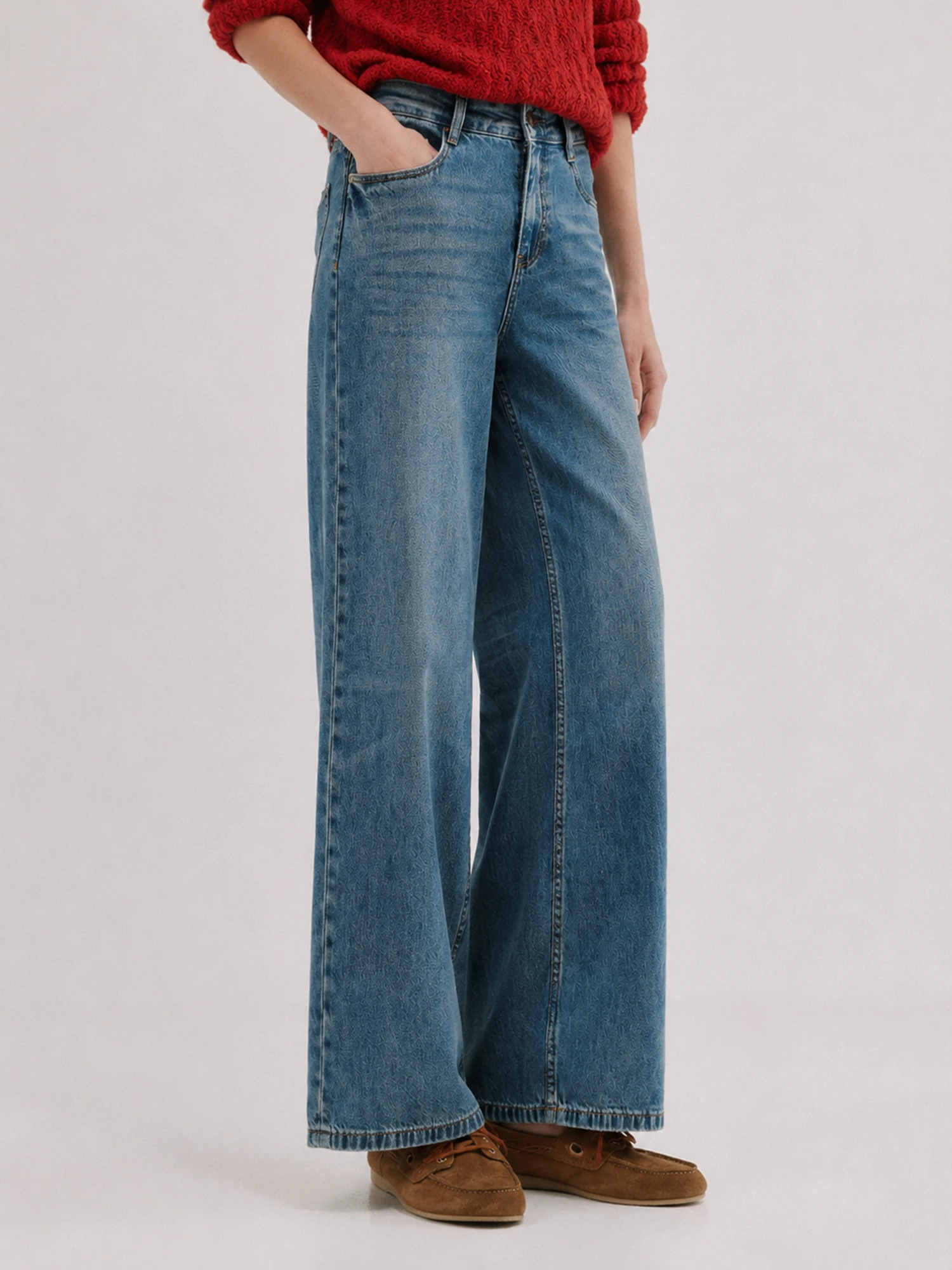 Comfortable Wide Leg Straight Jeans Lightweight No Stress Premium Combed Cotton Lyocell Women's Soft Natural Waist Jeans