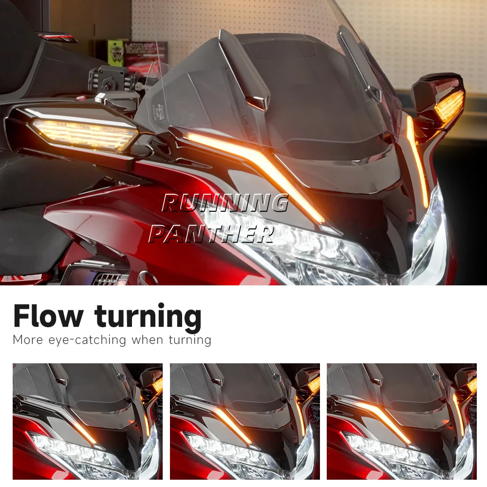 NEW Motorcycle Strike Windshield Trim Lamp Turn Signal Brake LED Light FOR Gold Wing GL 1800 GL1800 Tour DCT Airbag 2018-2023