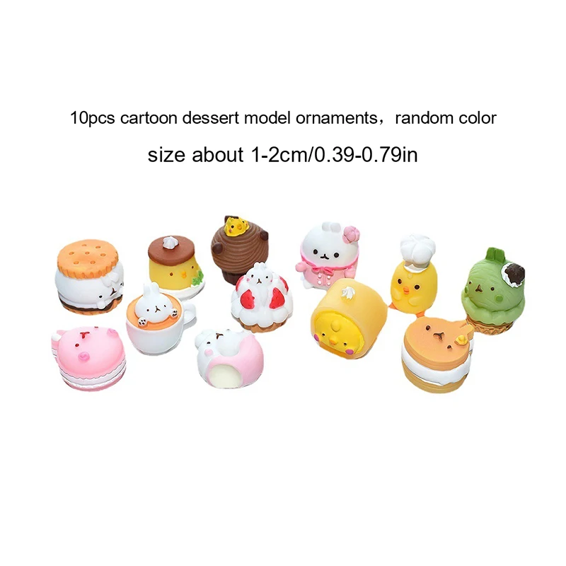 Mini maison de courses de desserts, maison de poupées, gâteau de dessin animé, strass, cuisine, accessoires alimentaires, 10 pièces