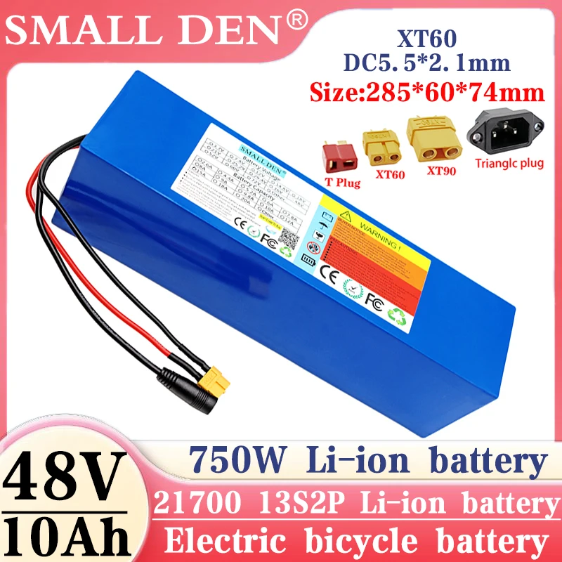 48V 10Ah Lithium Battery pack 21700 13S2P 750W With 15A BMS For 48V 54.6V E-motorcycle scooter Large capacity