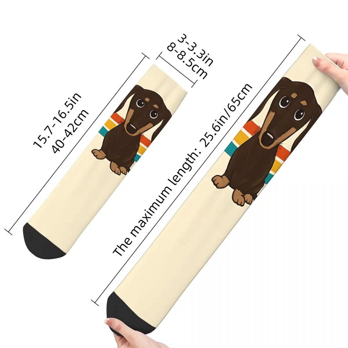 Hip Hop Vintage Cute Chocolate Crazy Men\'s Socks Dachshund Pet Dog Unisex Harajuku Printed Happy Novelty Crew Sock Boys Gift