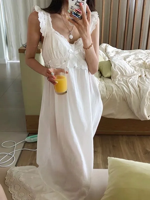 シックな夏のアンチエイジング Princ Sle Sp Dr かわいい婦人服レーストリム Ele ホームウェアナイトガウン
