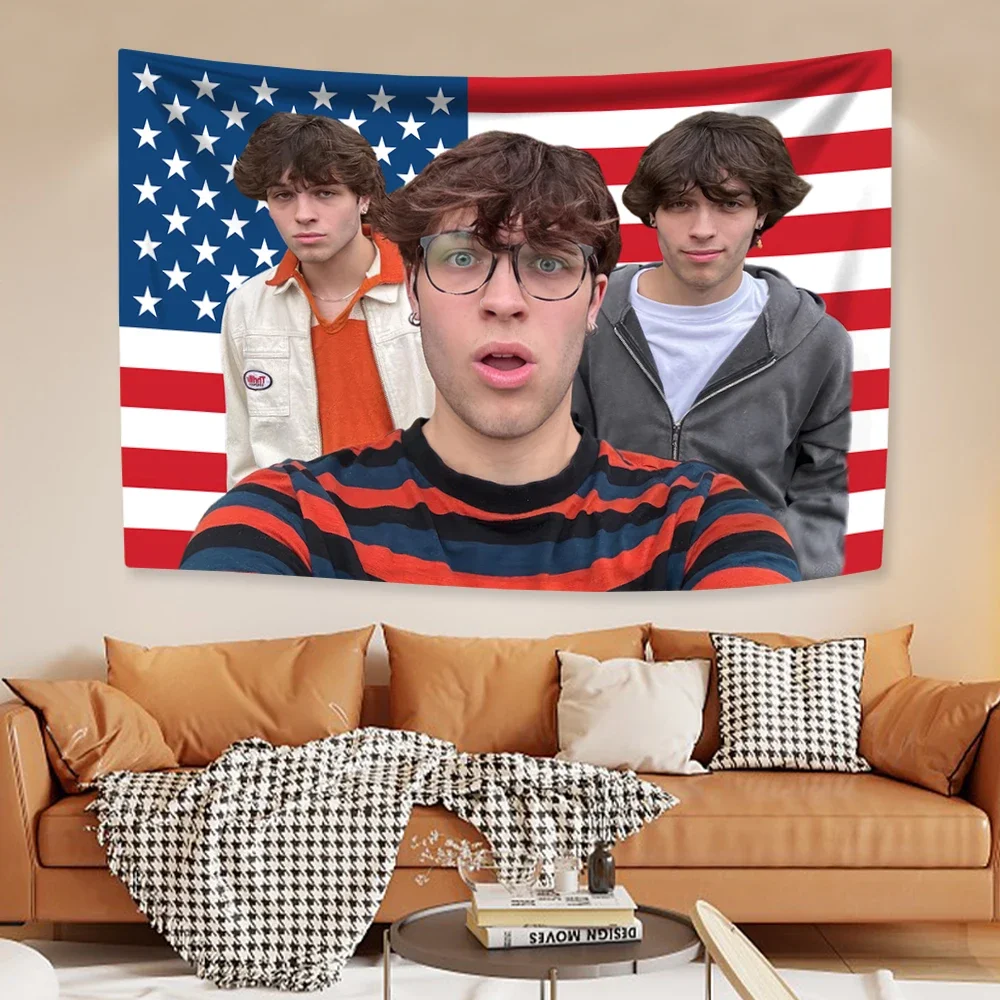 Triplets Funny Tapestry American Flag Wall Hanging Art Background for Bedroom Living Room Decor Friend Gifts