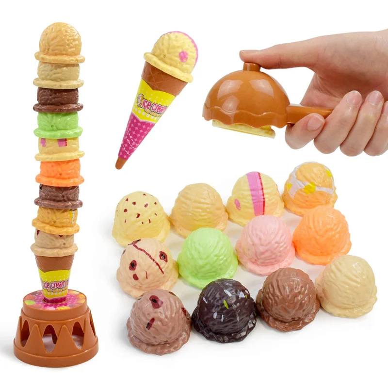 

Children Ice cream stack party toys hand-eye coordination parent-child interaction board game early educational Food Kitchen Toy