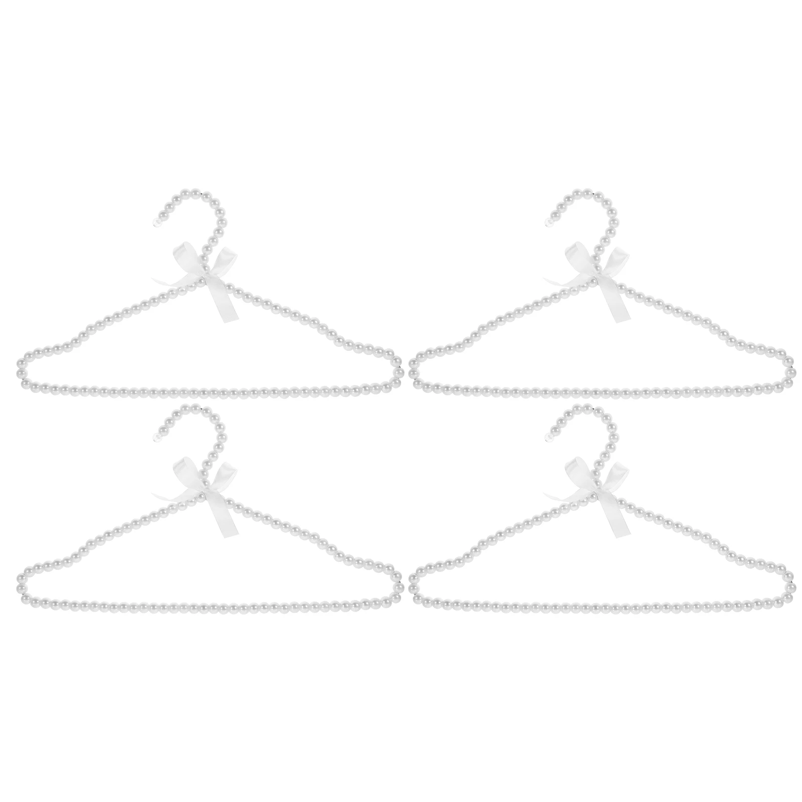 

4pcs Pearl Clothes Hanger Beaded Bowknot Design Closet Hangers For Baby Kids Pet Clothing Space-Saving Non-Slip Plastic