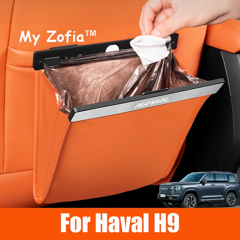 

For Haval H9 2024 2025 New H9 2nd II Rear Garbage Bag Seat Back Hanging Chair Back Storage Bag leather Interior Accessories