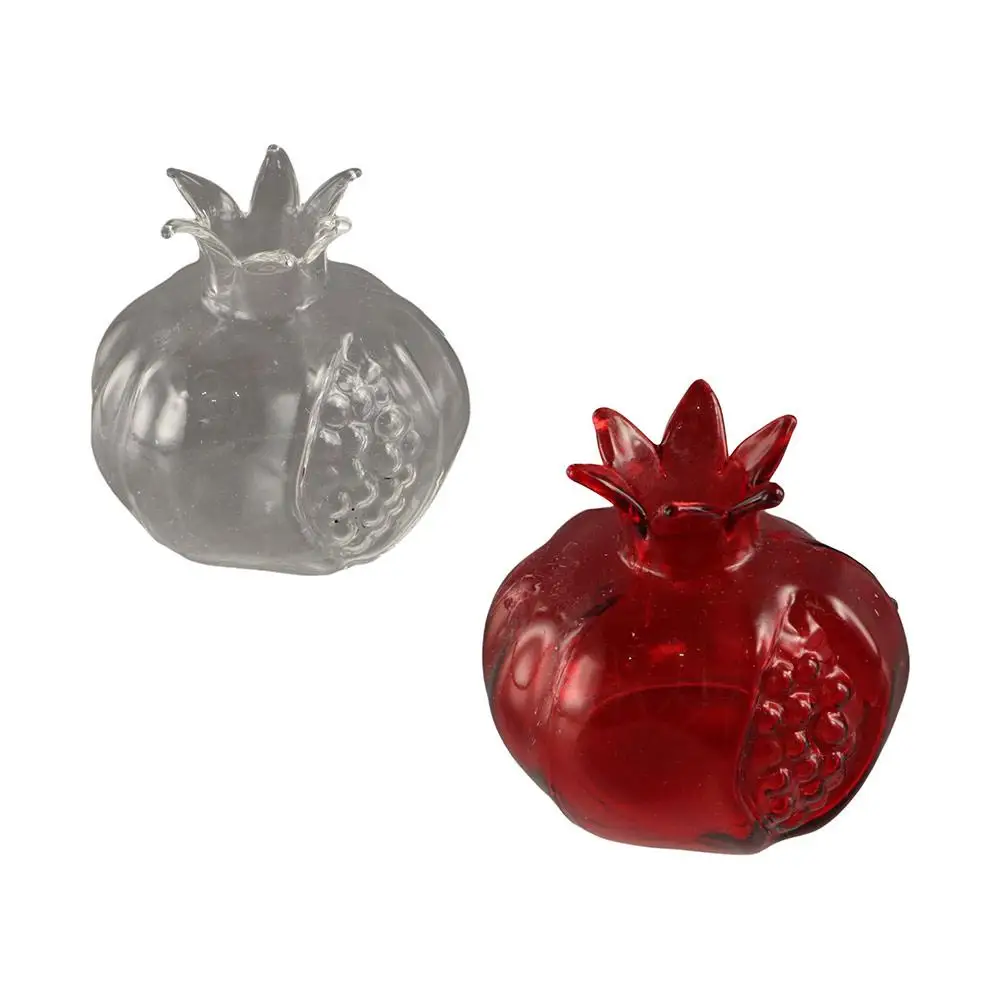 Creative Red Pomegranate Glass Vase Pomegranate Glass Hydroponic Flower Vase Transparent Hammer Pattern Fruit Vase Desktop