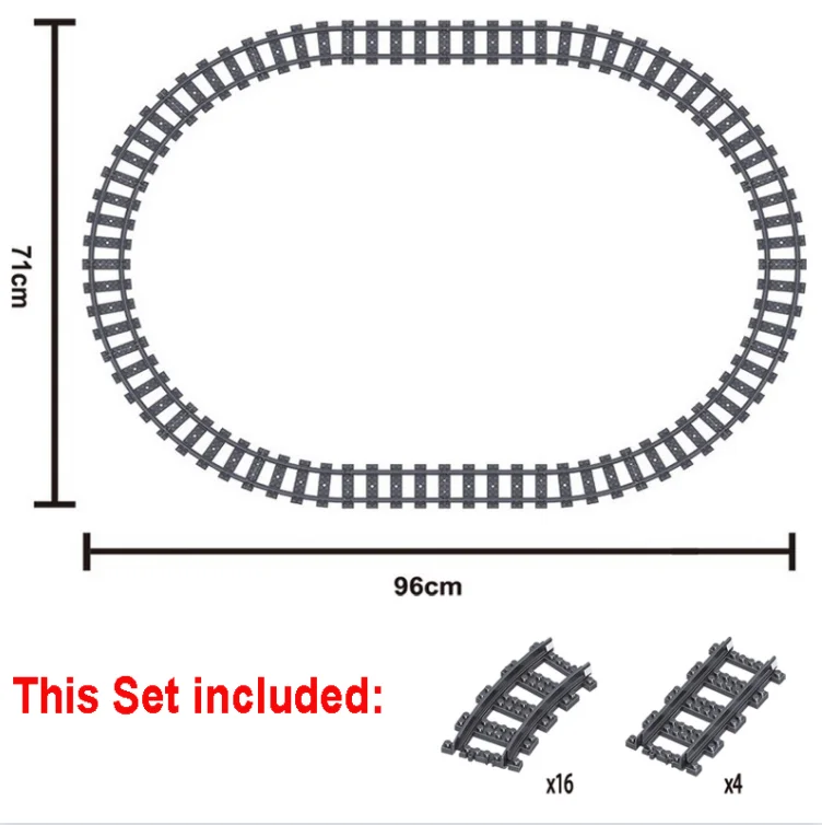 100Pcs City Trains Train Track Rail Bricks Model Toy Soft Track& Cruved& straight For Kids Gift Compatible All Brands Railway