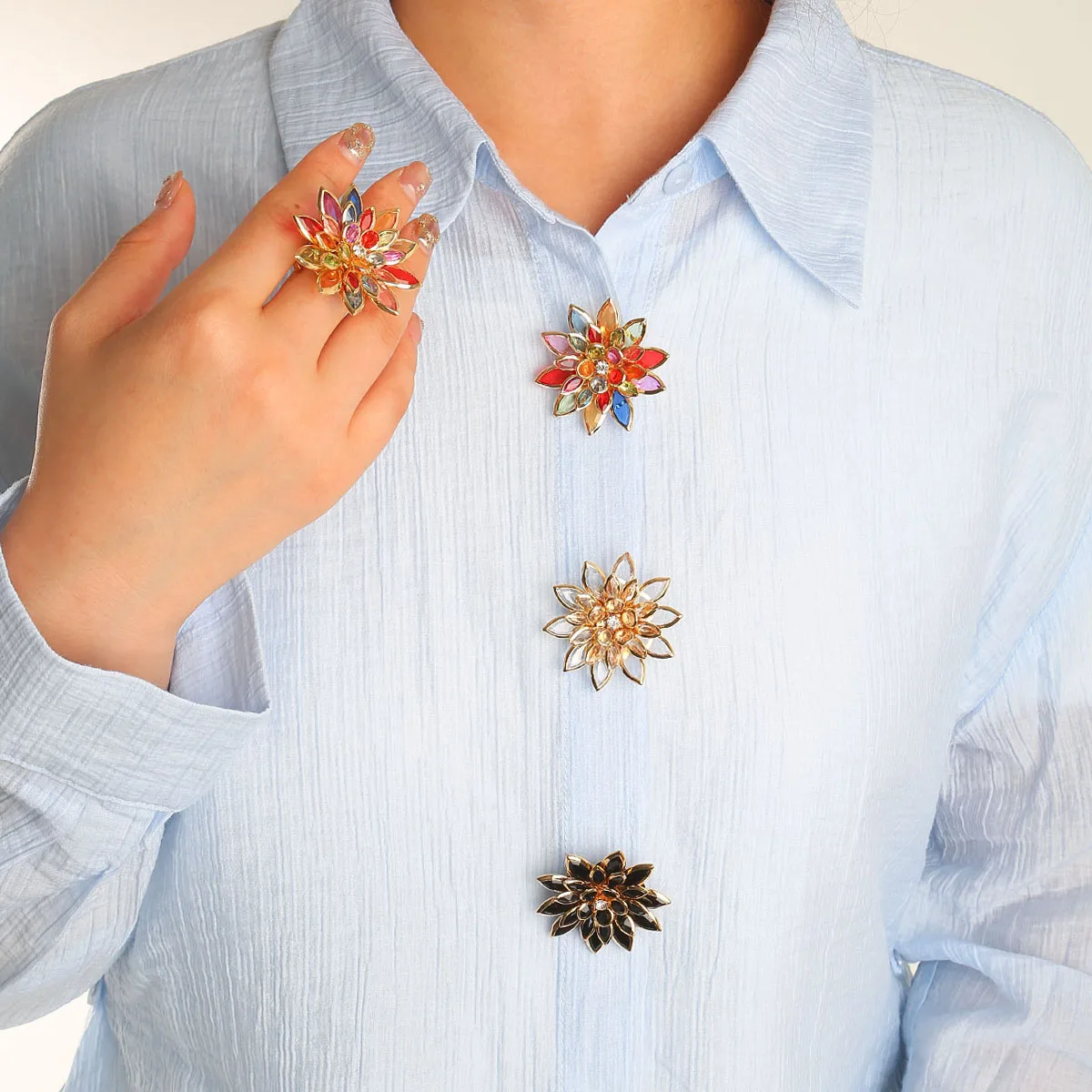 

2pcs Button Covers for Shirt Elegant Camellia Cufflink Women Men Accessorie Luxury Button Clips No Sewing Button Festival Gift