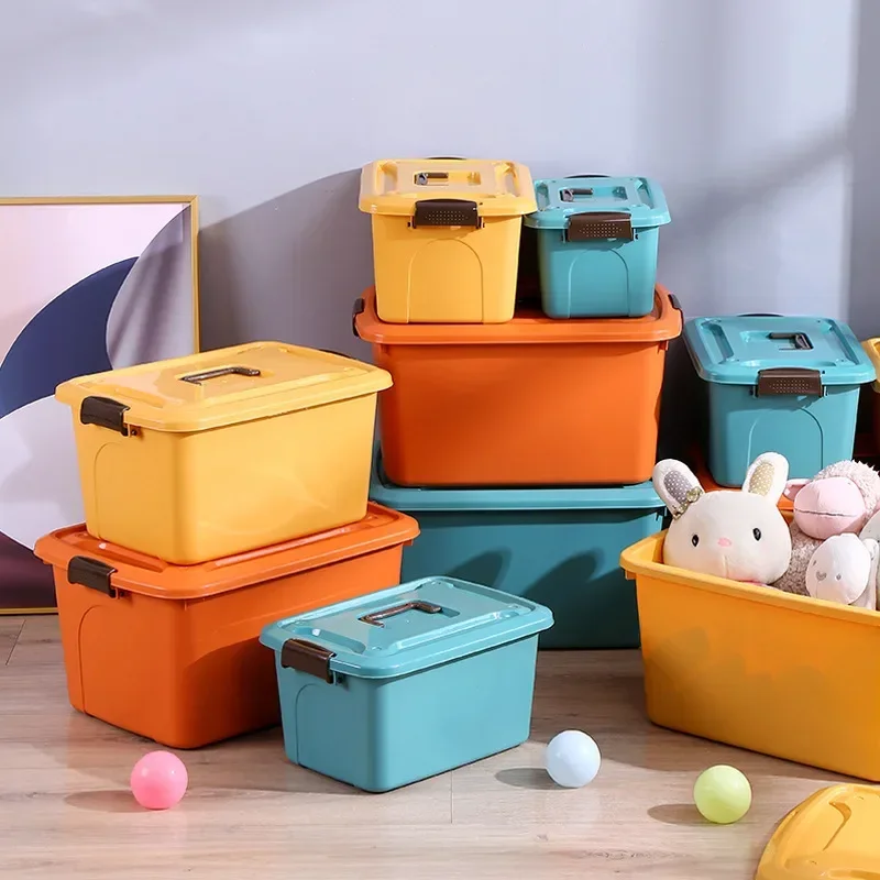 

Plastic Storage Box Large Capacity Toy Sundries Underwear Organizer Clothes Foldable Handle Home Shoes Snack Baskets Containers