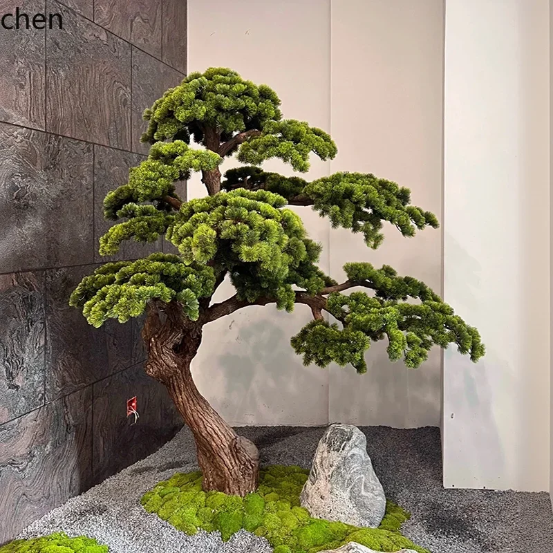 DSALarge Artificial Welcoming Pine Luohan Pine Fake Tree Landscape Hotel Green Plant Landscaping