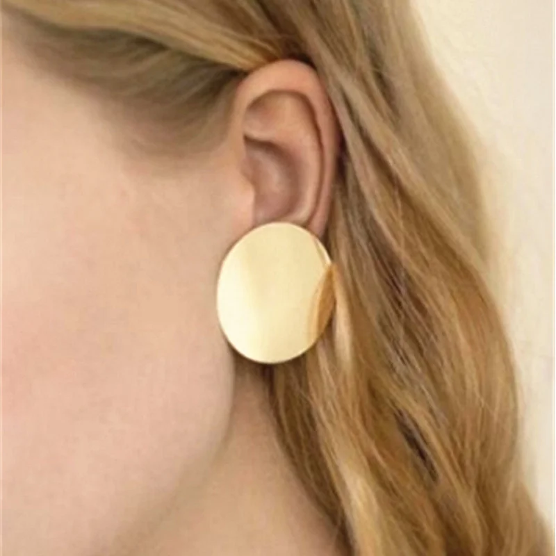 New Gold Color Glossy Round Earrings Hoop Smooth Earrings Simple Style Ears Clear Circle Charm Earrings For Women Jewelry