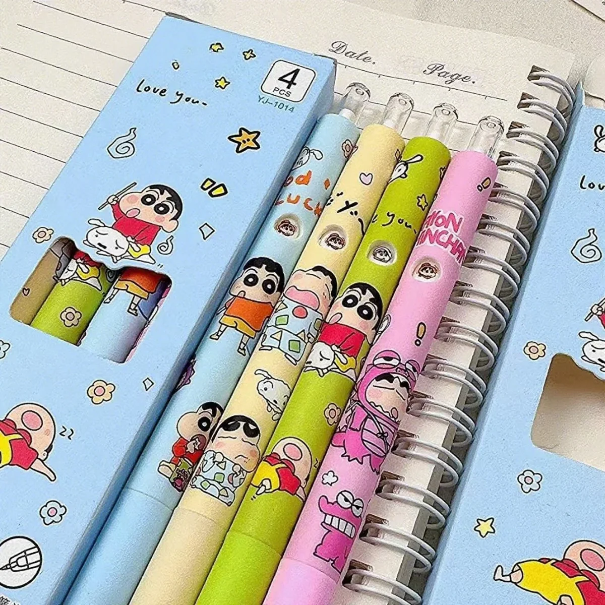 

Crayon Shin chan Push Button Gel Back to School Pen Fun Face Chang Cute Student Exam Pen Black Water Pan Papeleria Gift for Kid