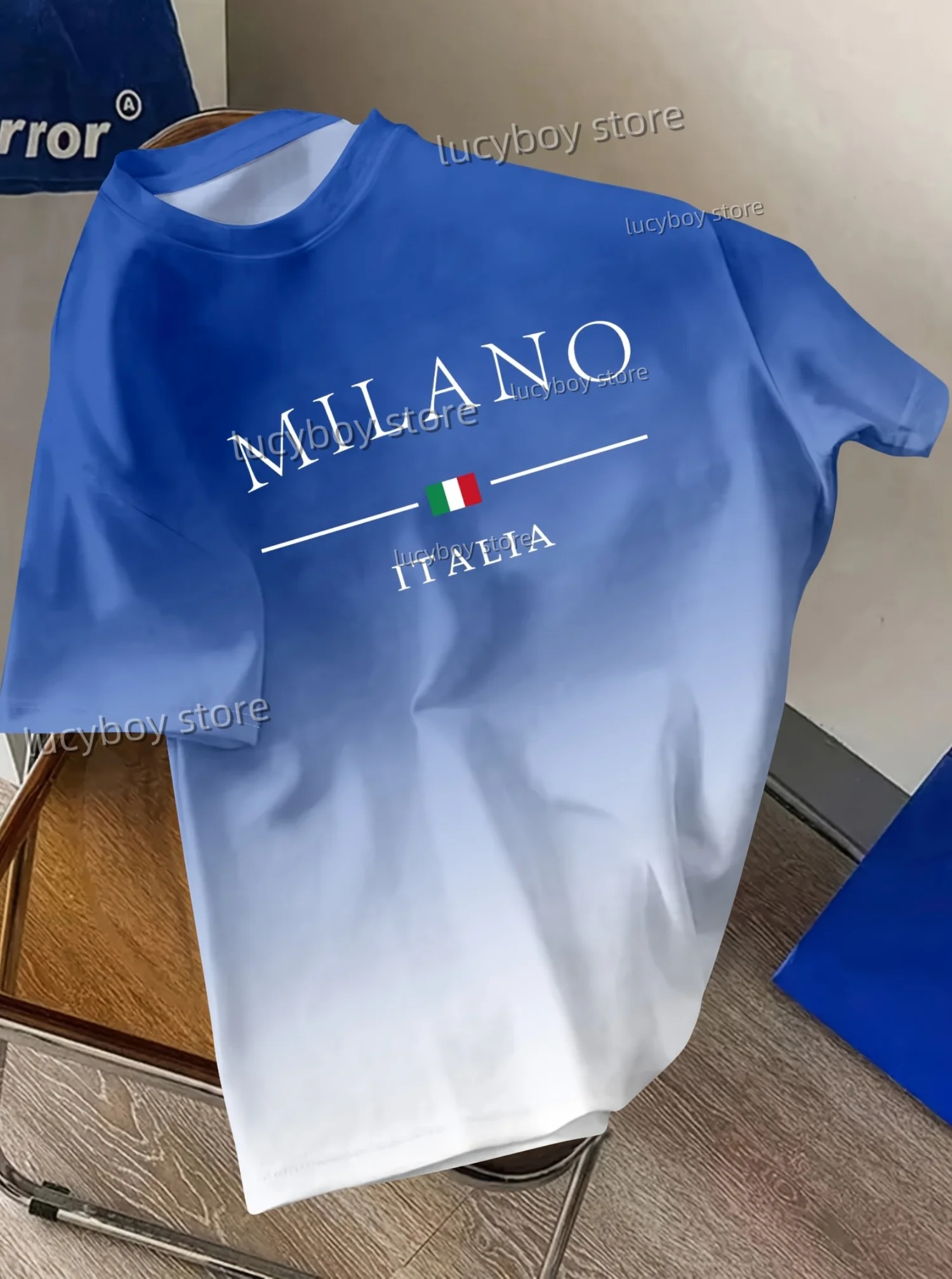 

Gradient MILANO Print Men T-Shirt o-neck Short Sleeves Sport PLUS SIZE T-Shirt Vintage lightweight Jersey Tees Men Clothes