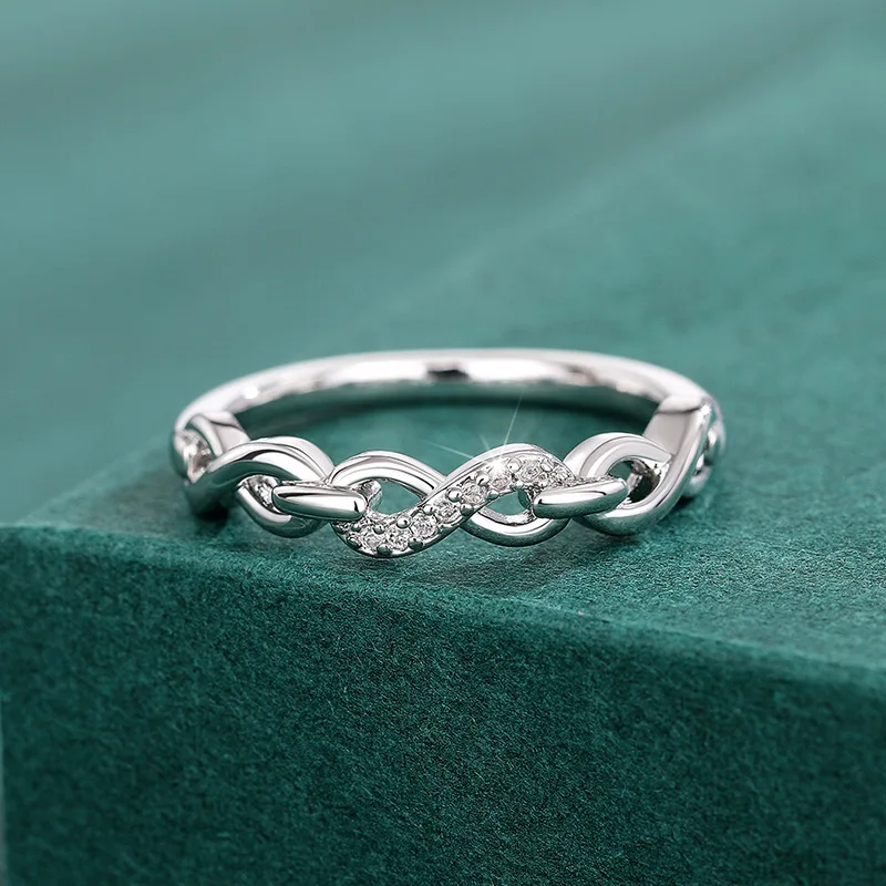 Simple Female Rings Silver Color 8 Shaped AAA Cubic Zircon Stackable Infinity Eternity Rings Jewelry Female Wedding Gift Anillos