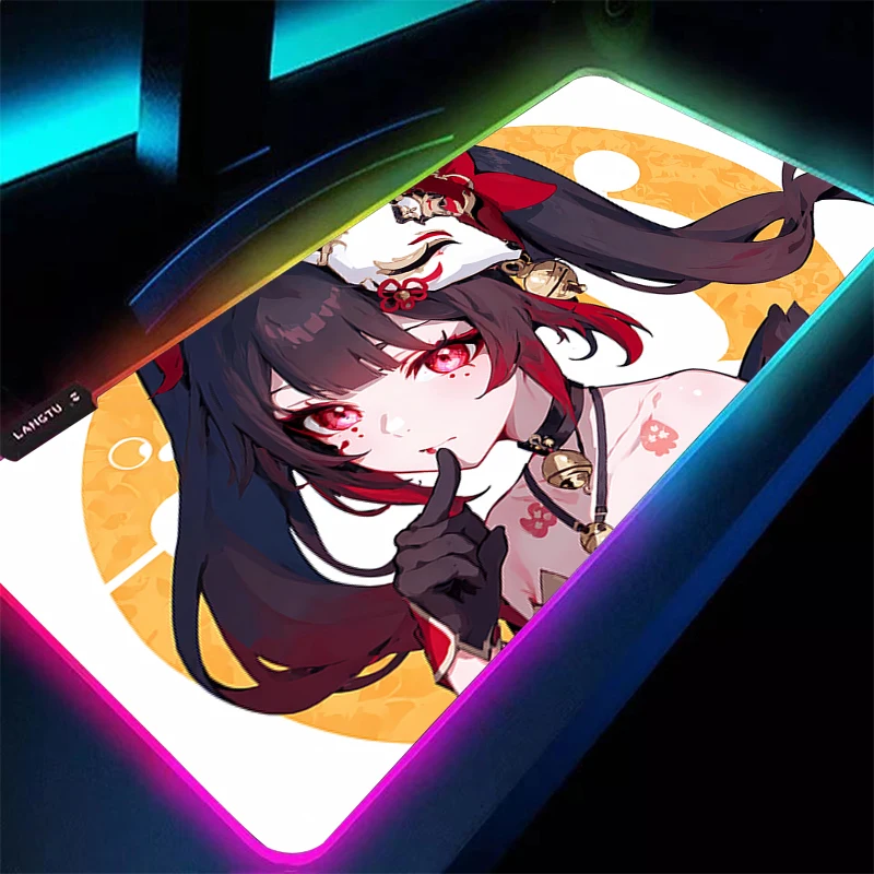 

Gaming Mouse Pad LED Computer Mousepad Honkai Star Rail Sparkle Desk Mat RGB PC Anime Keyboard Pad Gamer Accessories Table Mat