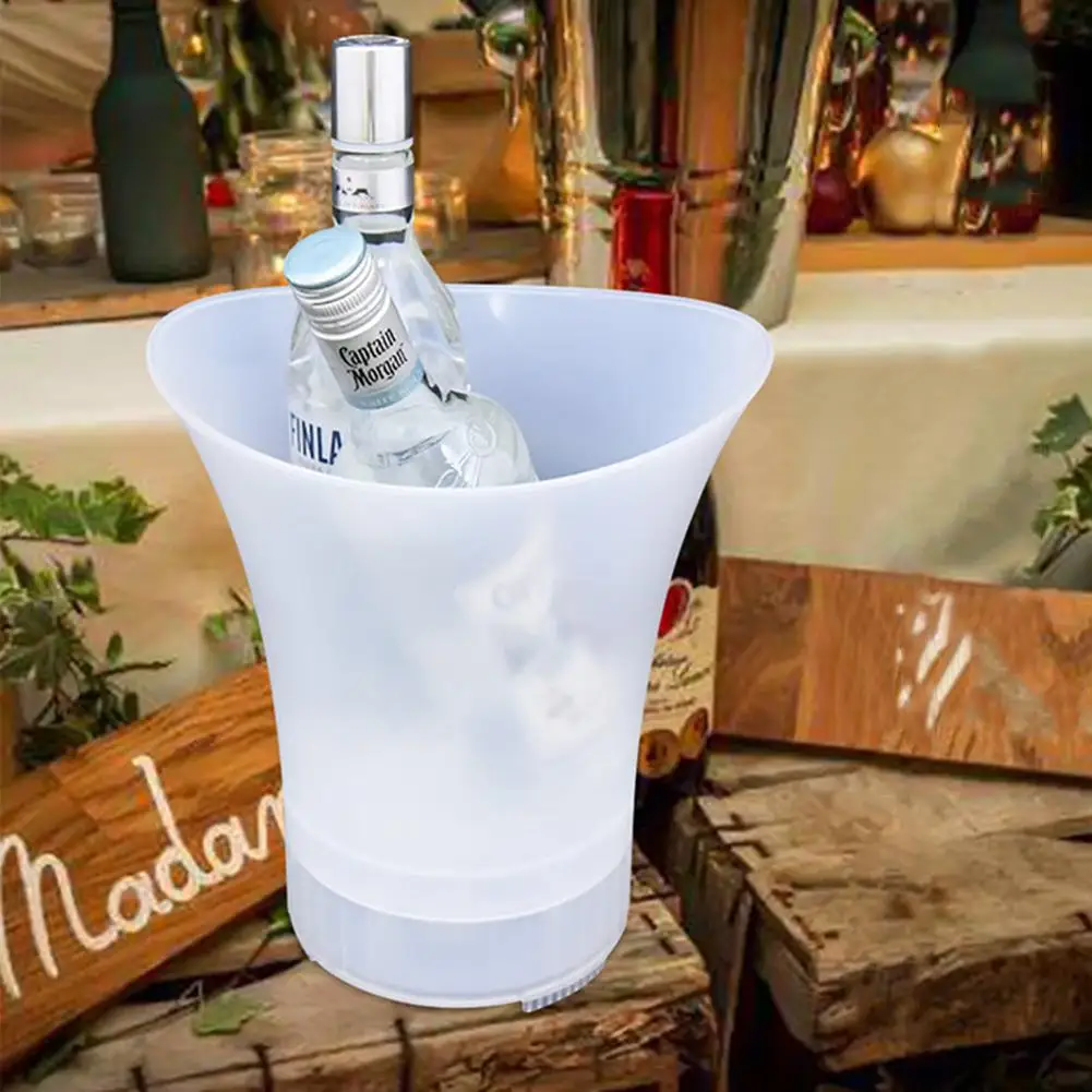 

5L Champagne Beer Bucket LED Light Up Beer Bucket Waterproof Plastic Champagne Bucket for Home Family Gathering Party