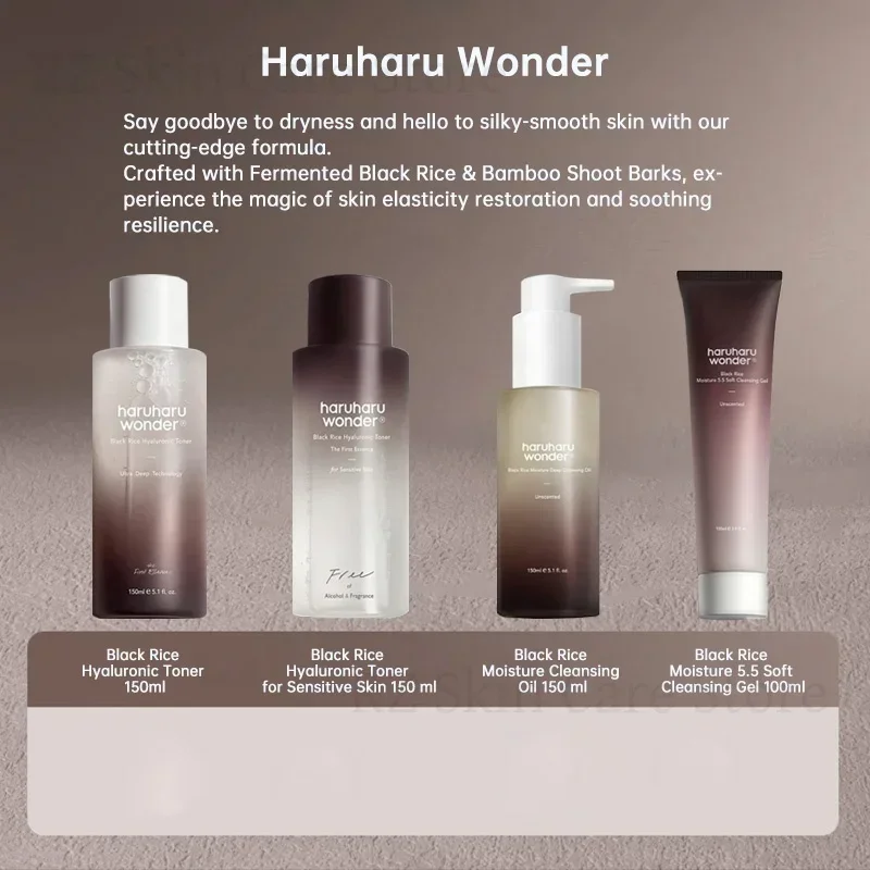 Haruharu Wonder Black Rice Toner Cleansing Oil Whitening Moisture Soft Cleansing Gel Fermented Facial Cleanser Korean Skin Care