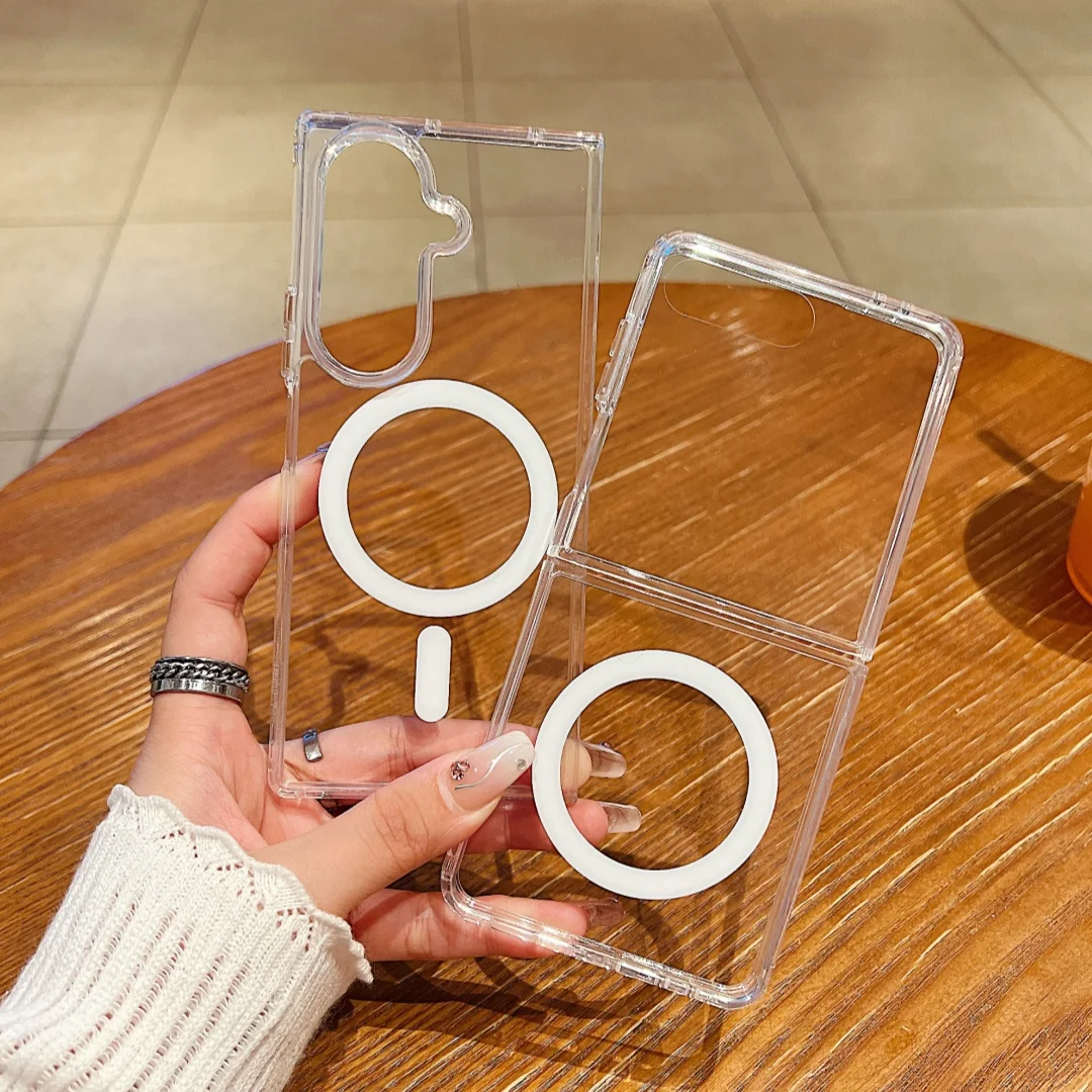 Für Magsafe Magnetische Klar Fall Für Samsung Galaxy Z Fold 7 6 5 4 3 Z Flip7 4 3 Z Flip6 flip5 Z Flip7 FE Drahtlose Lade Abdeckung