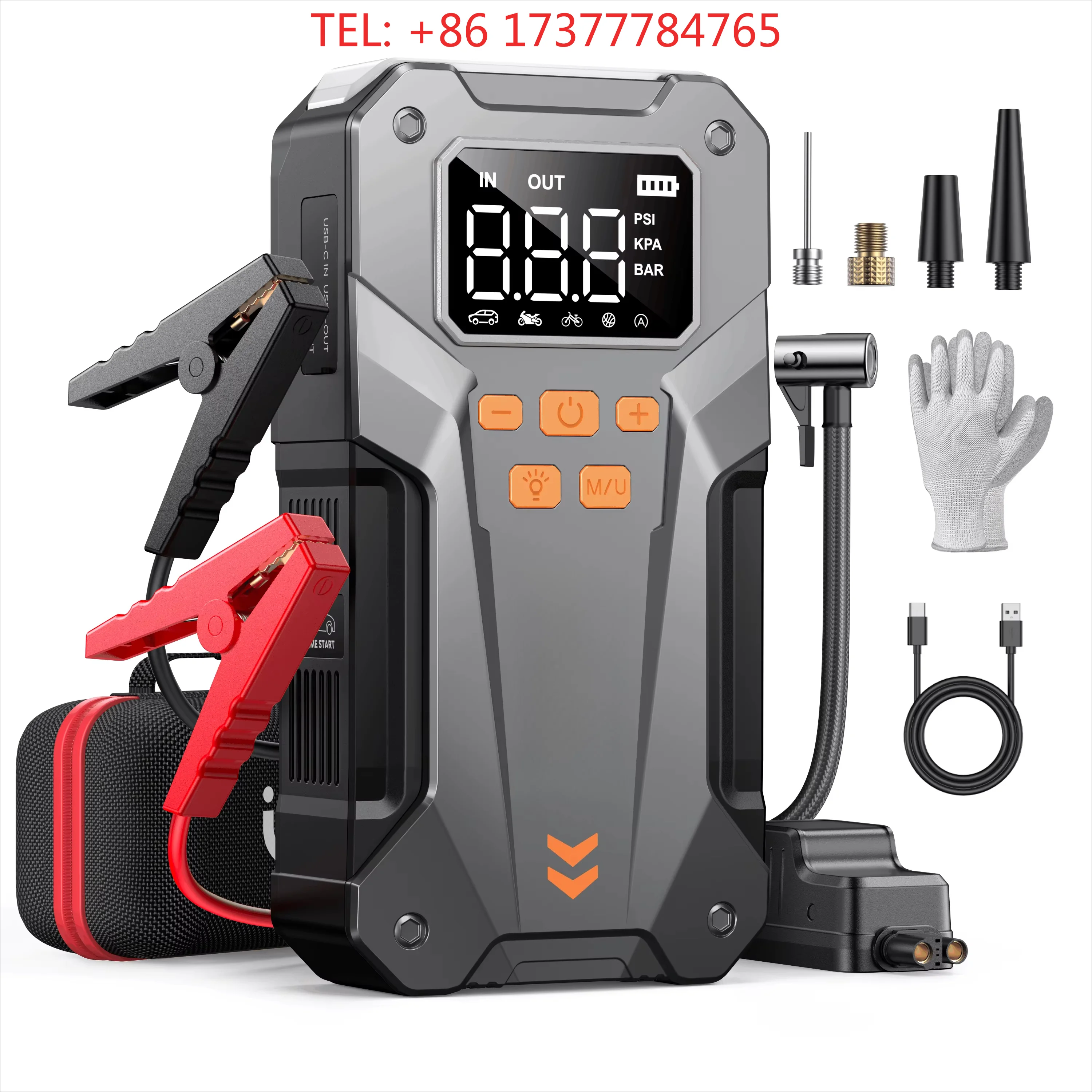 JS-20 12 V 2000 A Car 150 PSI Air Compressor Por Pack 10000 m Ah 37 Wh Car Jump Starter