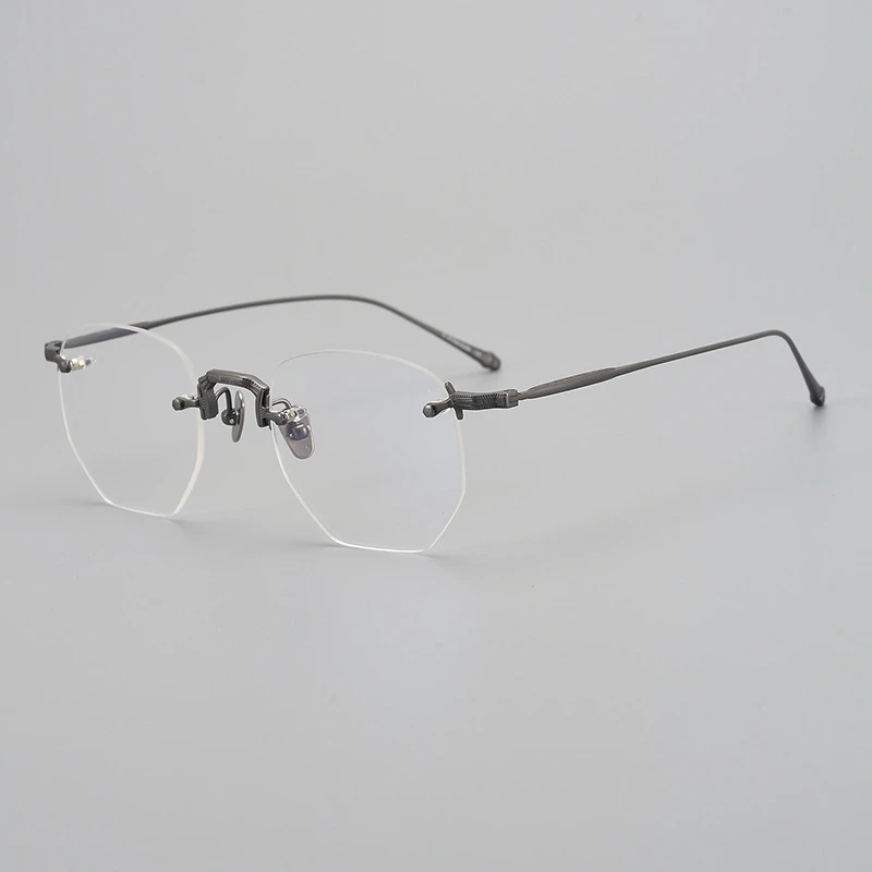 

Japanese Pure Titanium Rimless Glasses for Men's Irregular Polygon Eyeglasses Gradient Myopia Optical Eyewear Trendy Frame 2025