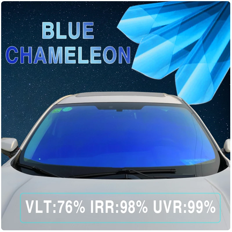 

3/2/1M Blue Chameleon Film 60% VLT Car Front Rear Window Windshield Decorative Protection Solar Film Anti UV Heat Insulation