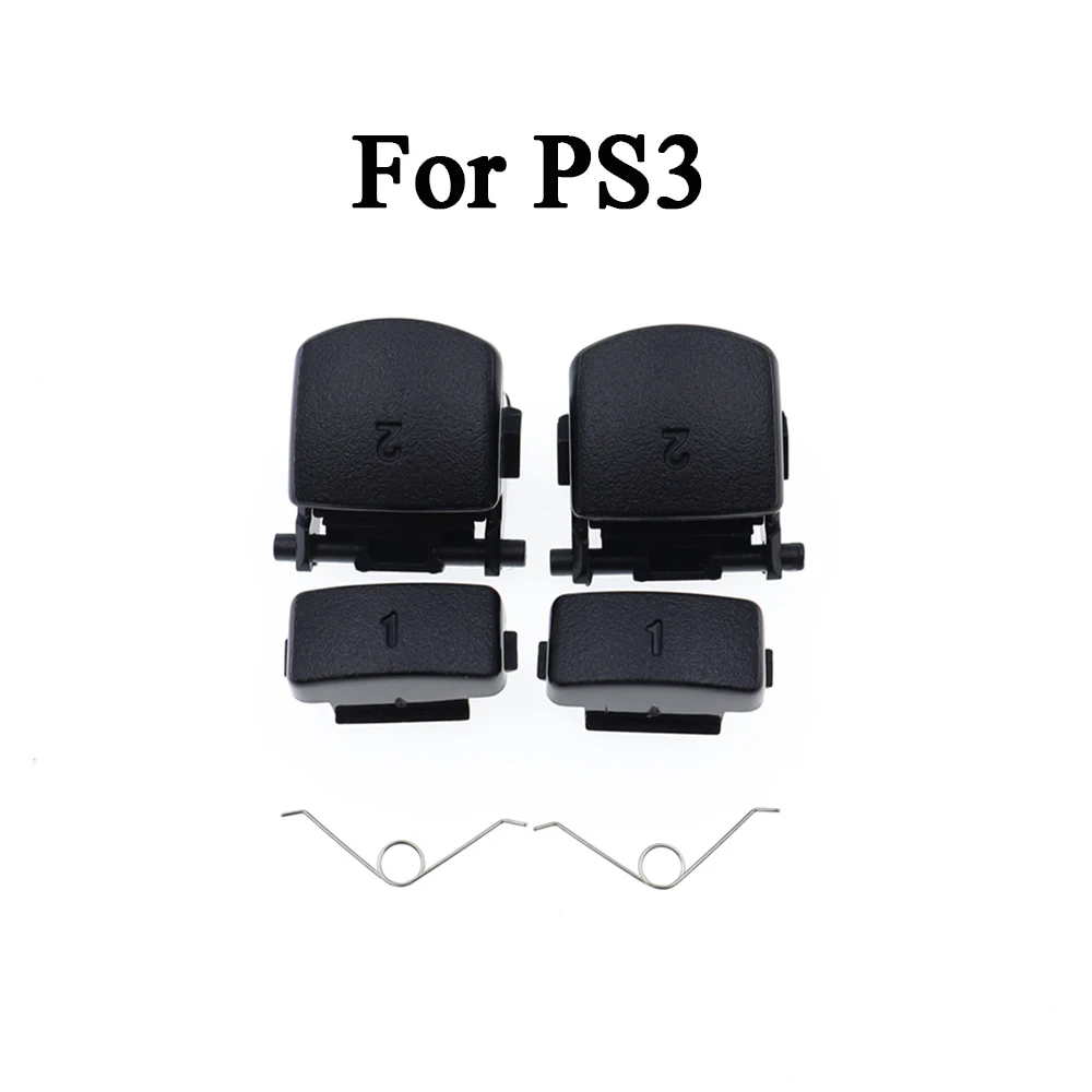 PS3 PS4 Pro Slim PS5 컨트롤러 게임 키용 블랙 1세트 (스프링 포함) 교체용 R1 L1 R2 L2 트리거 버튼