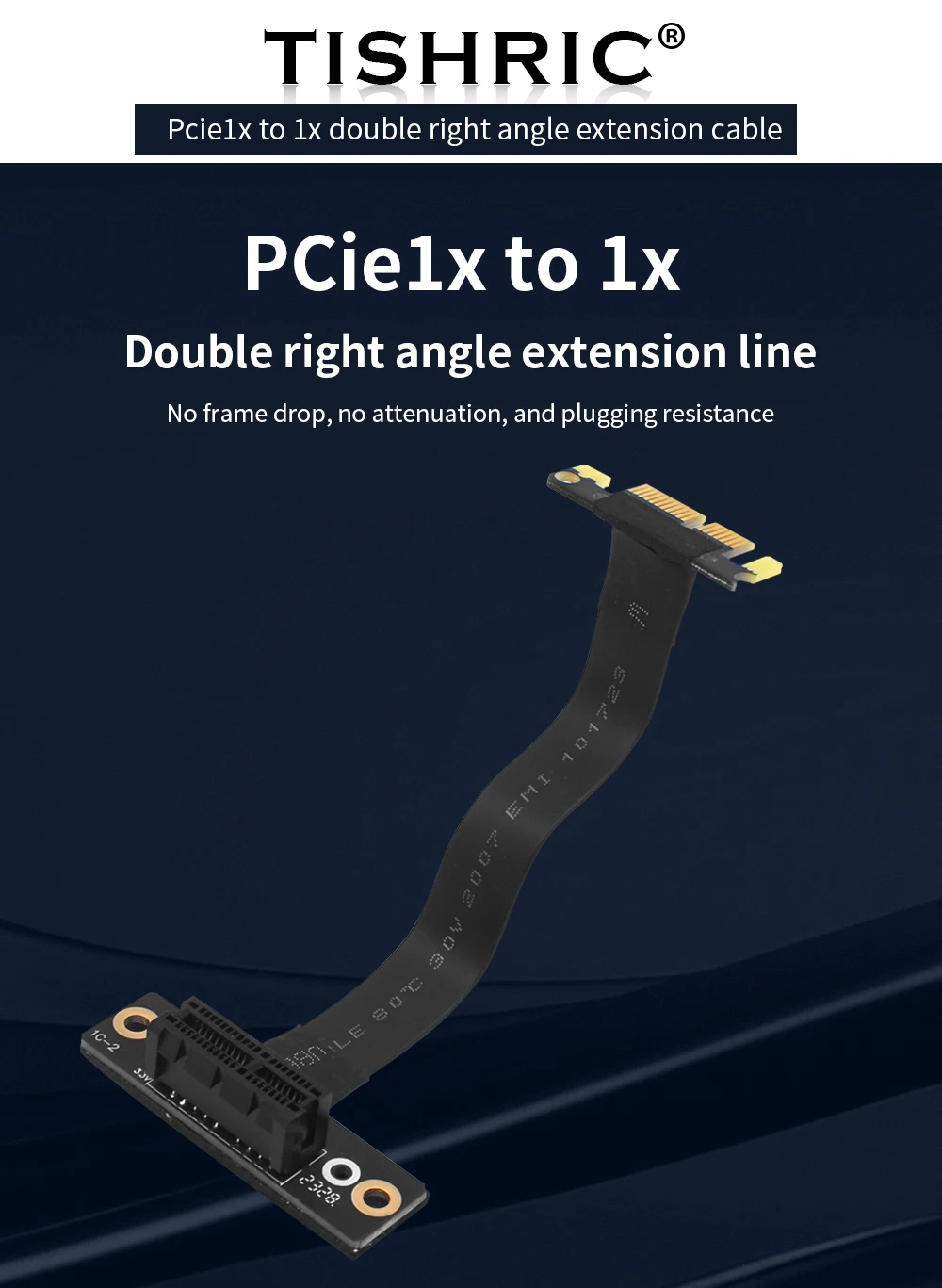 TISHRIC PCIE4.0 3,0 bis 1X/4X bis 4X Riser-Kabel PCIE X1 X4 Verlängerungskabel Dual 90 Grad rechtwinkliger Adapter Hochgeschwindigkeits-Extender – Detail 9