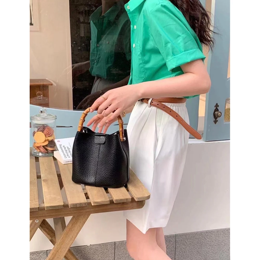 Fashion Bamboo Handle Bucket Bag Handbags Designer Bags for Women Luxury Brands Shoulder Crossbody Bag 2023 Composited Bags Tote