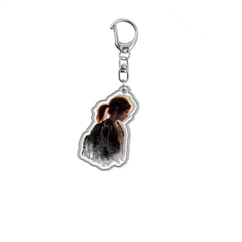 Hot Game The Last of Us Keychain Cosplay Firefly Logo Letter Joel Ellie Tess Figures Acrylic Keyring Bag Charm Jewelry