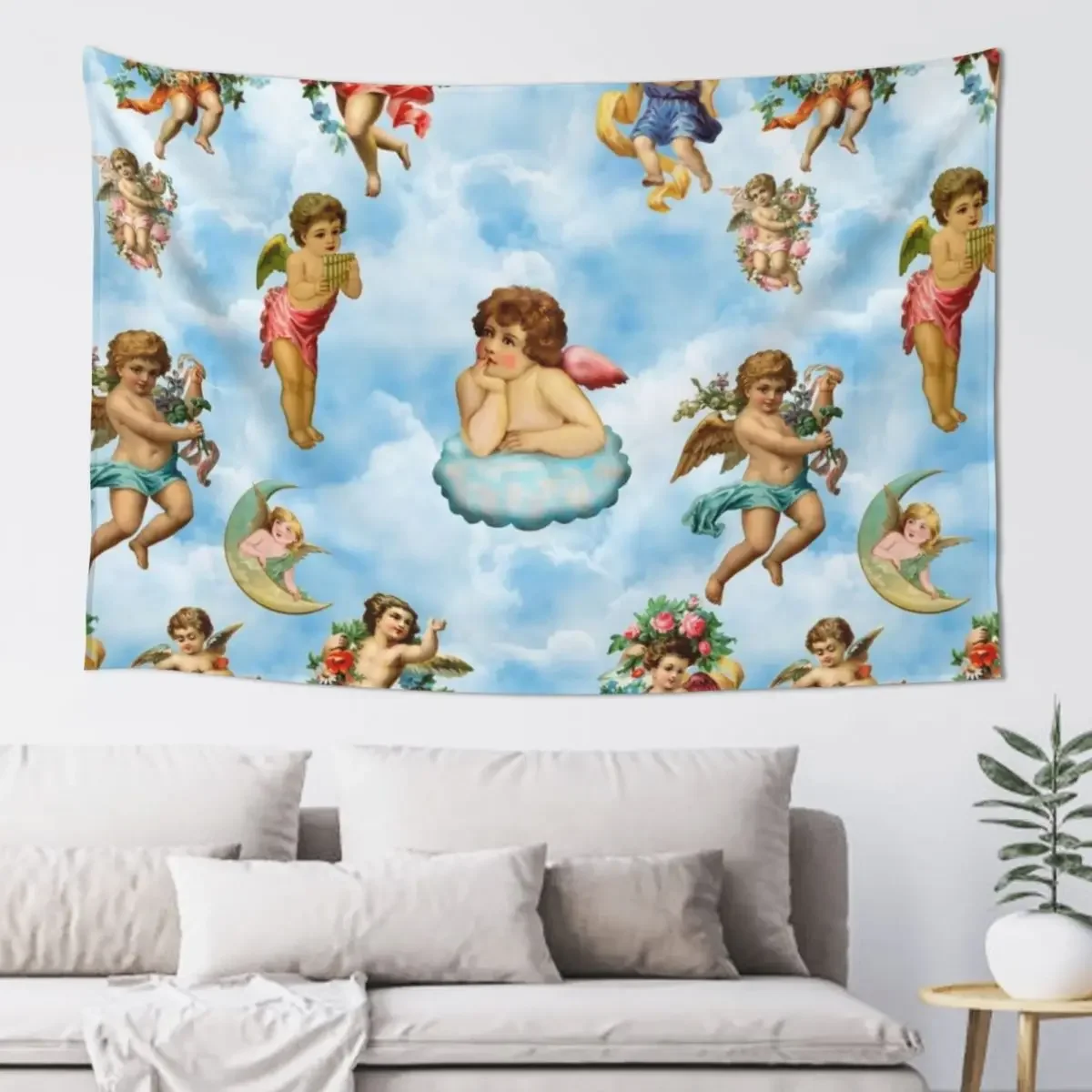 

angel cherub clouds antique Tapestry Cute Room Decor Bedroom Decoration Wall Hanging Wall Tapestry