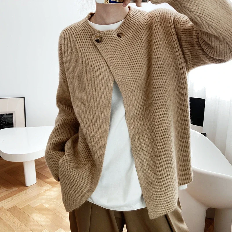 

Fashion NEW Winter Women's All-Match Irregular Buttons Sweater Loose Knitted Cardigans Chic Solid Color Tops Knitwears Croped