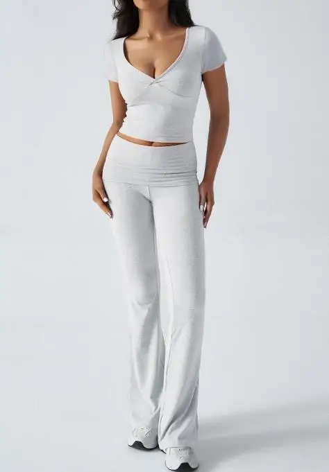 

2025 autumn/winter Y2K sports style short sleeved T-shirt yoga pants set for women