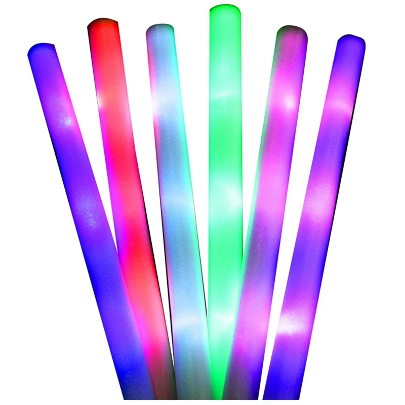 12Pcs White Bulk Colorful LED Glow Sticks RGB LED Glow Foam Stick Cheer Tube Dark Light