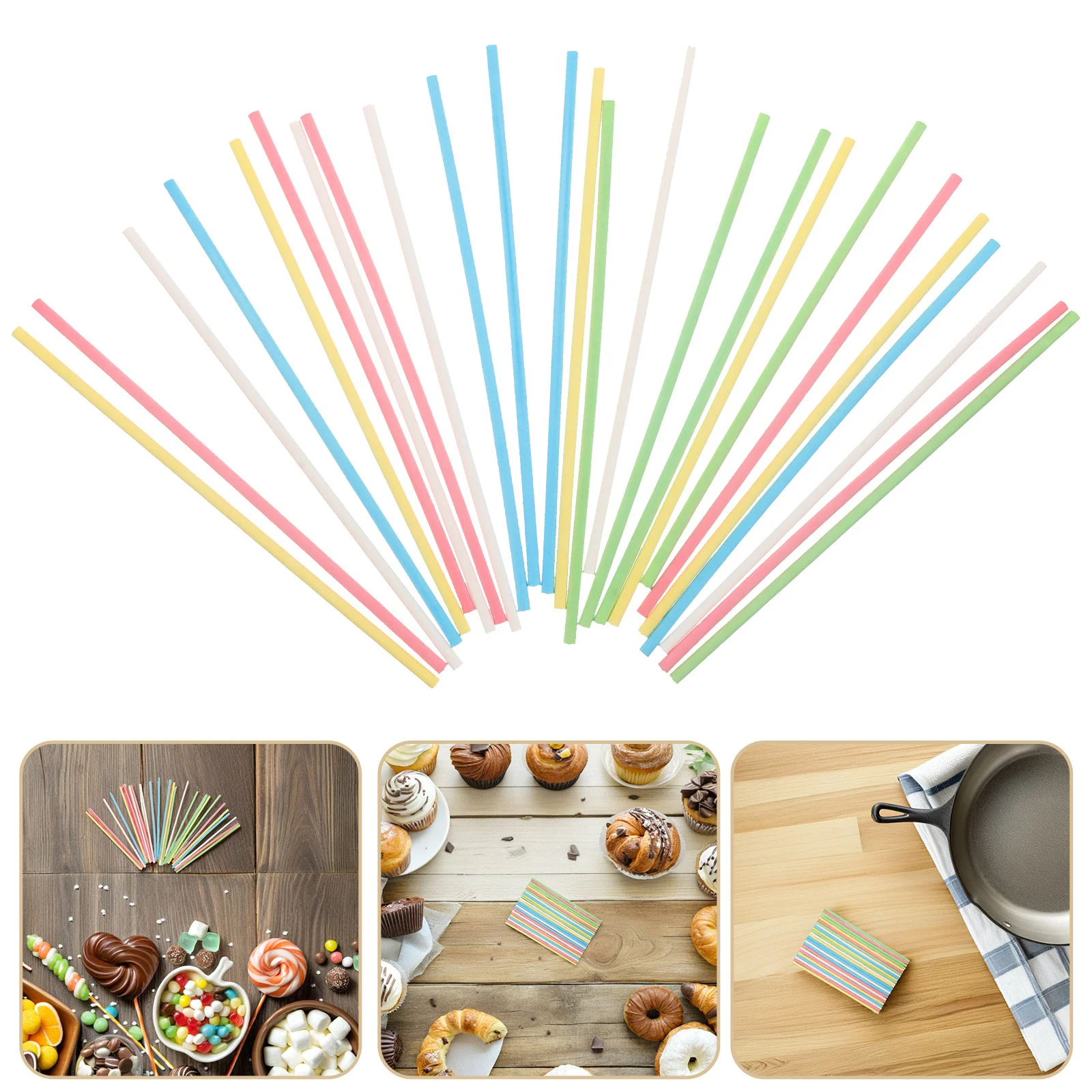 

500Pcs Paper Lollipop Sticks Colorful Candy Treat Sticks for Cake Pops Chocolate Marshmallows Party Baking Supplies Food Grade