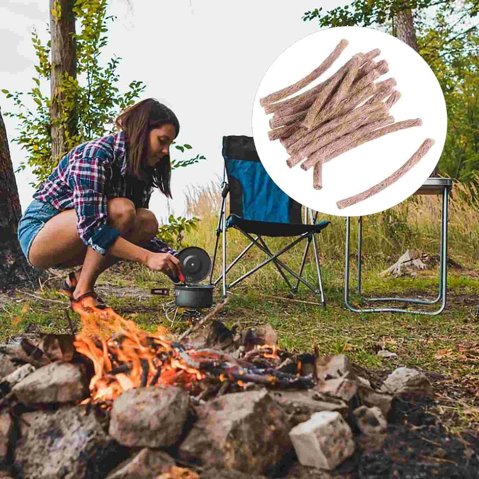 20 Pcs Picnic Barbecue Rope Set Wick Cord Lighters Rucksack Survival Camping