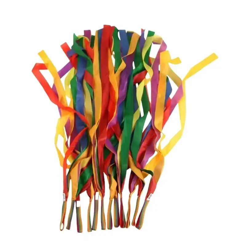 

39BD 12Pcs Rainbow Ribbons Rainbow Streamers Set for Twirling, Artistic Dancing, Gymnastics, Kids Talent Show