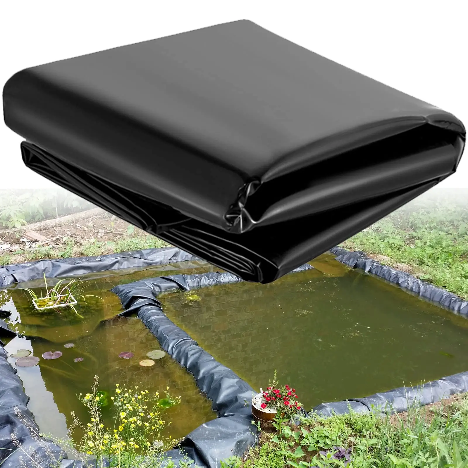 

0.13mm HDPE Fish Pond Liner Garden Pond Landscaping Pool Reinforced Thick Heavy Duty Waterproof Membrane Pond Liner