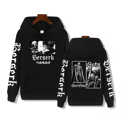 Berserk Guts Creative Print Autumn and Winter Comfortable Thickening Men's High Quality Casual Warm Street Hooded Sweatshirt