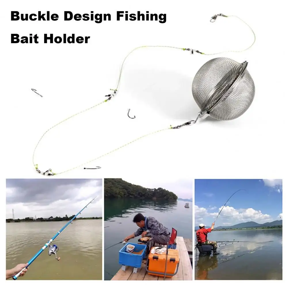 Fishing Bait Cage Stainless Steel Portable Fine Mesh Solid Lure Ball Holder Carp Fish-attracting Bait Cage Fishing Accessories