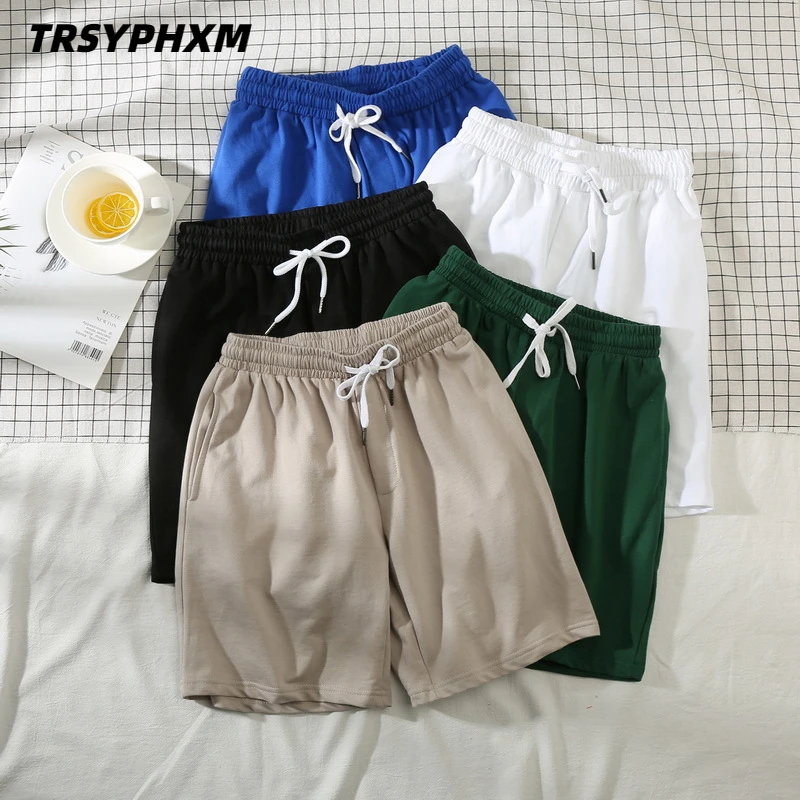 Trsyphxm 2024 verão novo solto na moda marca shorts de cor sólida para viagens esportivas masculinas calças de praia na moda casual